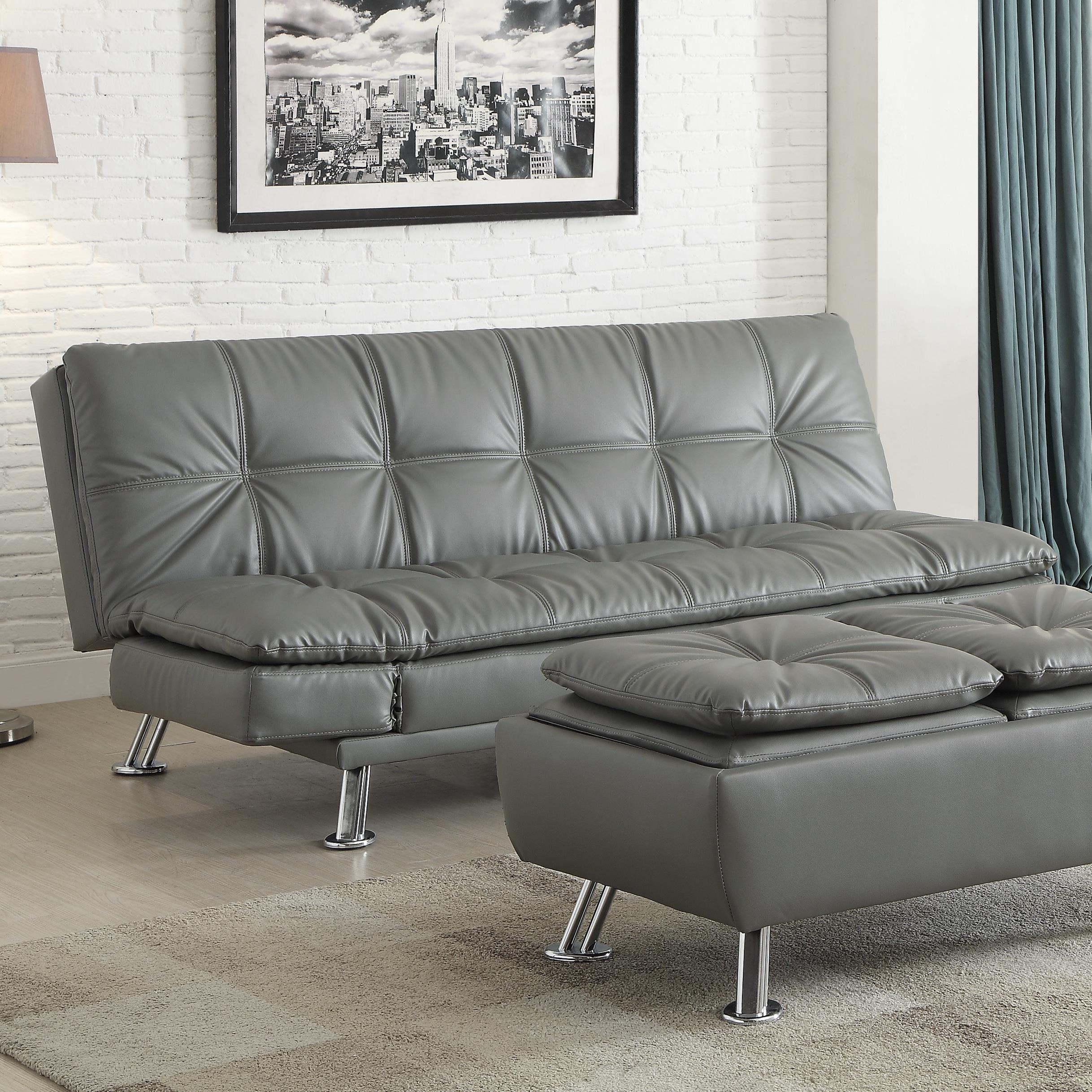 Coaster Dilleston Sofa Bed in Futon Style with Chrome Legs Value City